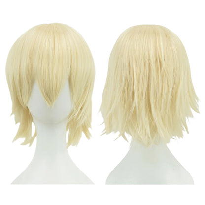 Synthetic Unisex 12 Inches Short Cosplay Bob Wig With Bangs Pink Blonde Orange Halloween Lolita Look 🎀✨