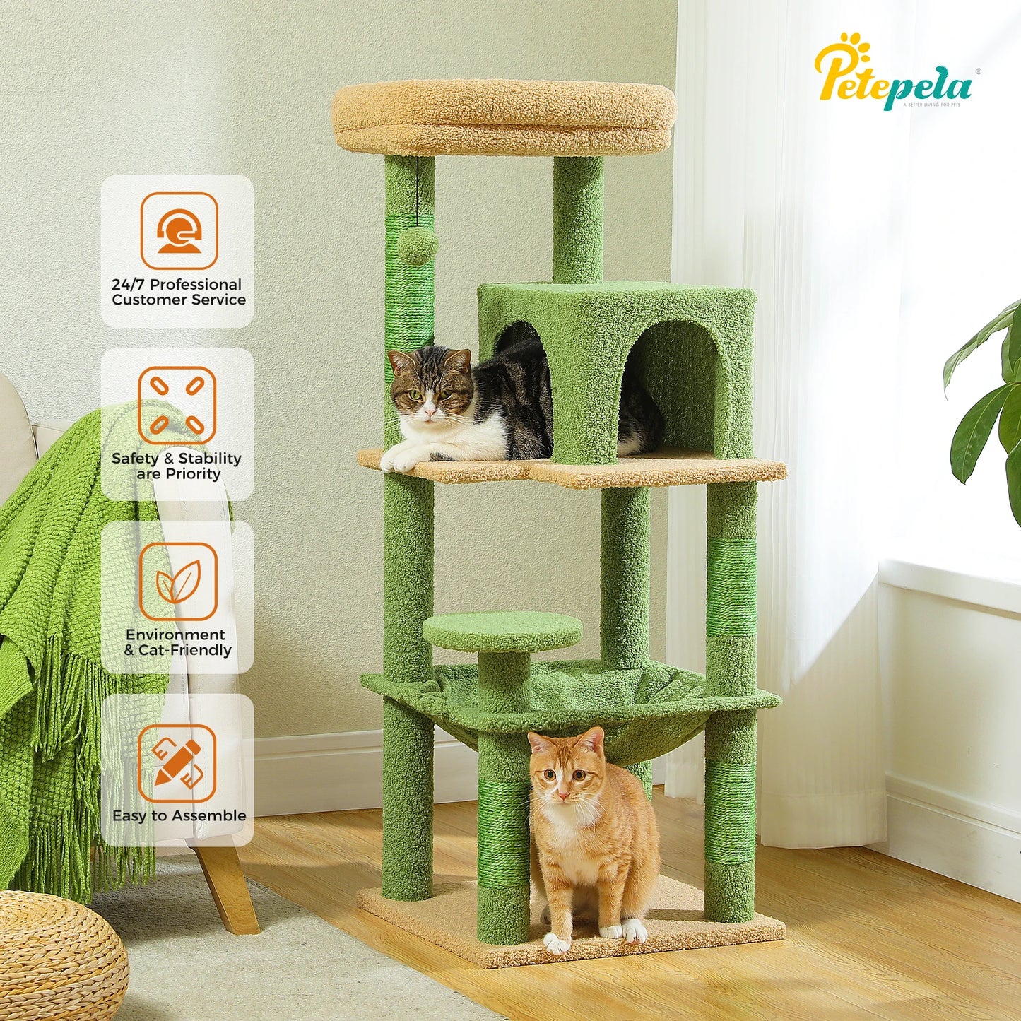 Five Level Cat Tree For Indoor Cats With Metal Frame And Cozy Big Top Perch, Adorable Hammock Condo 😺🐾