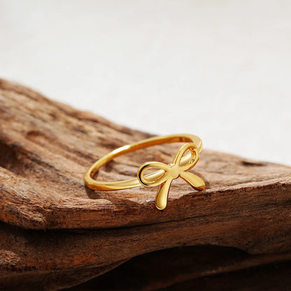 Kawaii Gold Bowknot Rings 🎀 for Women | Adorable Mother-Daughter Friendship Jewelry 💖 | Perfect Wedding Bands Gift 🎉