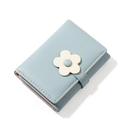 Charming Floral Tri-Fold Wallet for Girls 🌼💖 - Cute PU Leather Cash and Coin Purse with ID Window and Card Slots!