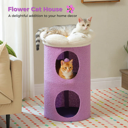 2-Storey Cat Beds For Indoor Cats With Removable Flower Bed Cute Cat Cave And Hideaway Condo 🐾😺🌸