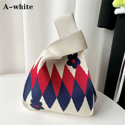 Kawaii Floral Knit Handbag 🌸✨ | Cute Women’s Casual Tote & Wrist Bag | Reusable Shopping Companion 👜💕