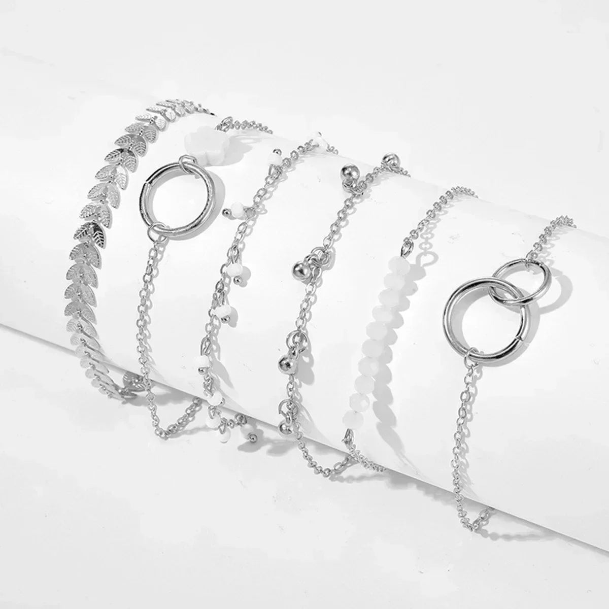 Whimsical Boho Star & Daisy Pearl Charm Bracelet Set 🌼✨ - Adjustable Eight-Piece Bangle for Fashionistas!