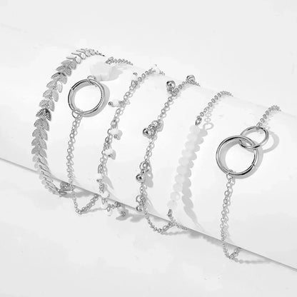 Whimsical Boho Star & Daisy Pearl Charm Bracelet Set 🌼✨ - Adjustable Eight-Piece Bangle for Fashionistas!