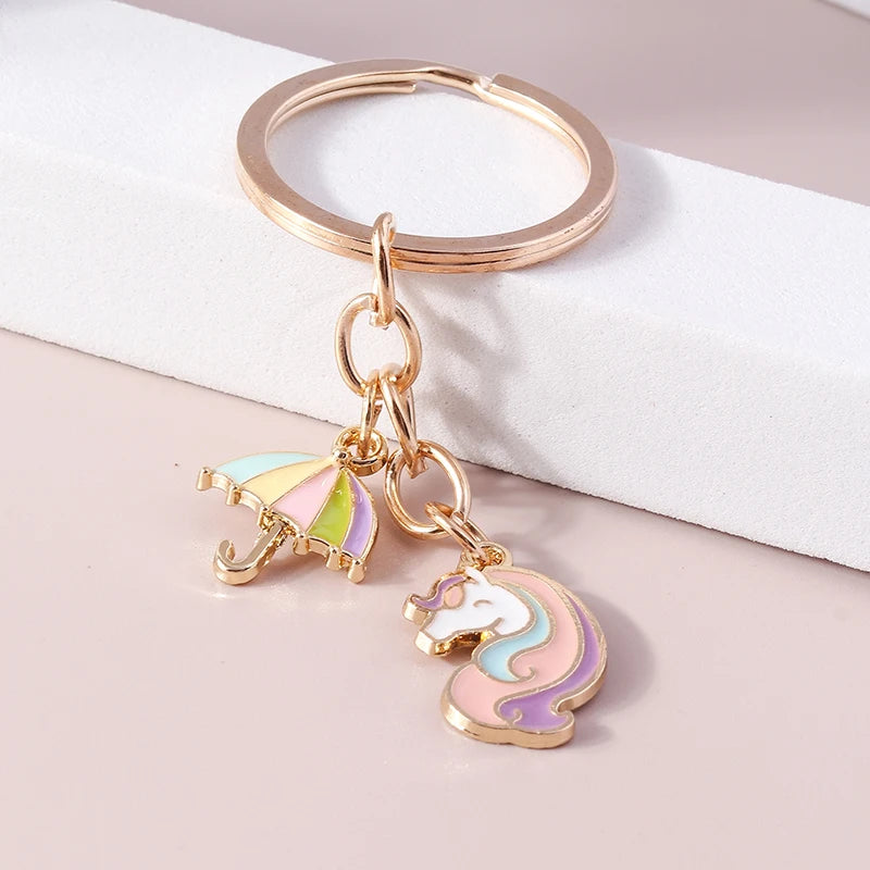 Kawaii Unicorn Castle Keychain 🦄✨ Cute Enamel Pendant for Girls & Women - Perfect DIY Handbag Accessory & Gift! 🎁🌈