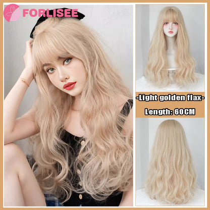 Kawaii Magic! 🌸✨ FORLISEE Black & Pink Long Straight Wig with Bangs - Perfect for Cosplay & Sweet Lolita Looks! 💖🎀