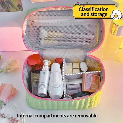 Kawaii Triangle Makeup Pouch 🌟 Cute Travel Cosmetic Bag 👜 Zipper Organizer for Toiletries & Beauty Essentials 🎀