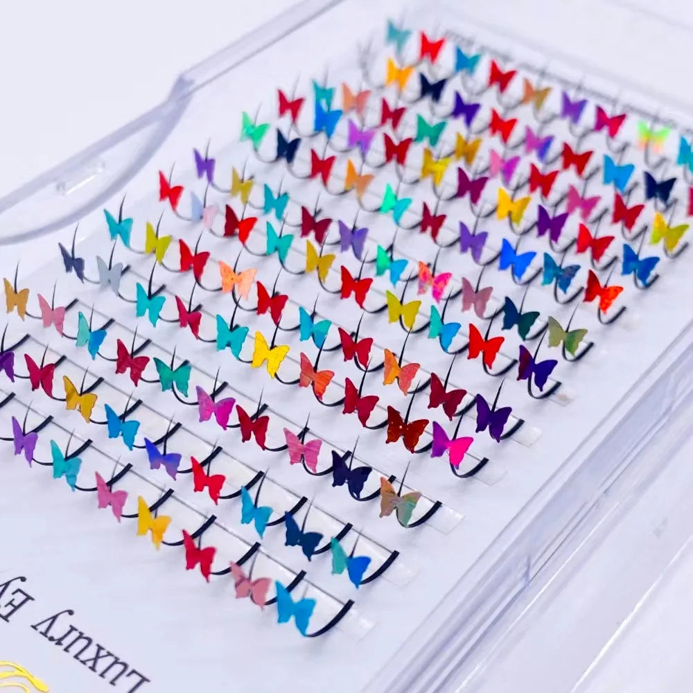 🌸 Kawaii Heart Flower Glitter Lashes 🌟 3D Butterfly Mink Extensions for Whimsical Eye Magic ✨