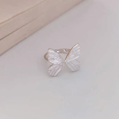 ✨ Kawaii Irregular Butterfly Ring 🦋 | Handmade 925 Sterling Silver Cocktail Ring for Women 🎉 | Perfect Party & Christmas Gift! 🎁