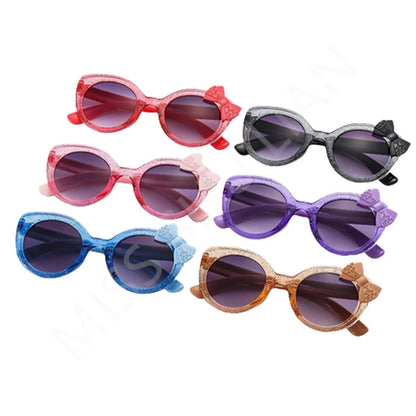 Kawaii Cat Eye Sunglasses for Kids 🐱✨ Cute Bowknot UV400 Eyewear for Girls & Boys 💖 Trendy Summer Shades!