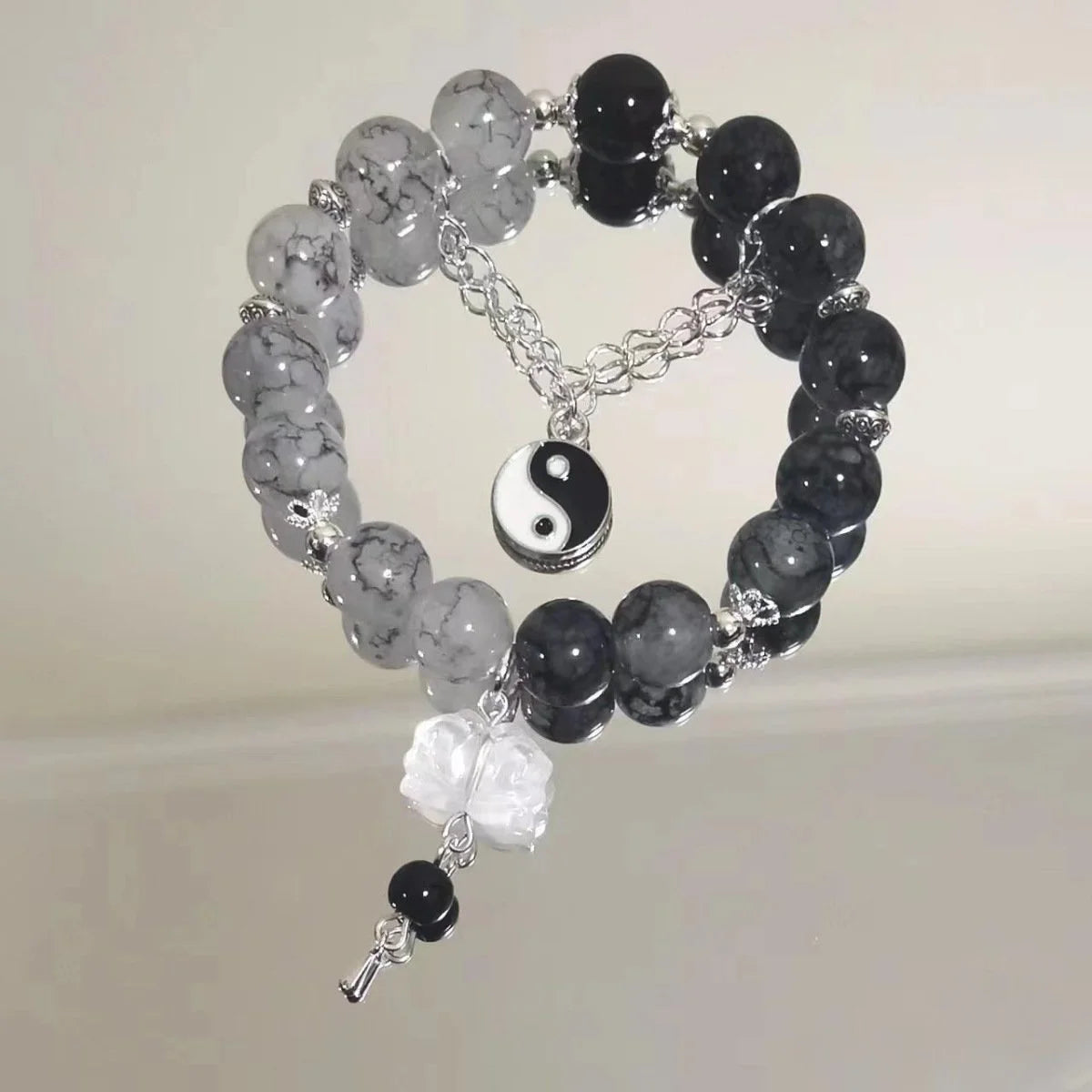 🌸 Kawaii Cherry Blossom Crystal Bracelet 🌸 | Elegant Beaded Charm Jewelry for Girls 💖✨