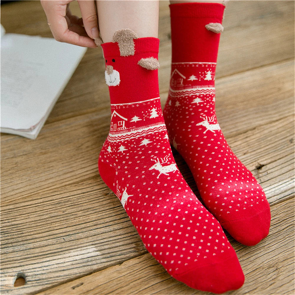 Cozy Winter Cartoon Socks For Women Cute Christmas Elk Deer Bear Gift 🧦🎄