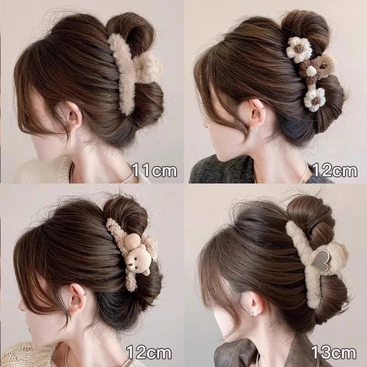 Kawaii Winter Plush Hair Claw 🐰✨ | Adorable Hair Clip for Women & Girls 💖 | Trendy Hair Accessories for Cozy Styles