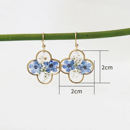 Elegant Pressed Flower Earrings For Women Natural Blue Floral Drop Earrings Handmake Epoxy Resin Plant Earring Jewelry Wholesale