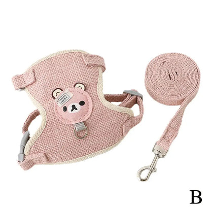 🐾 Adorable Adjustable Pet Harness & Leash Set 🌟 Cute Vest for Small Cats & Dogs 🐶💕