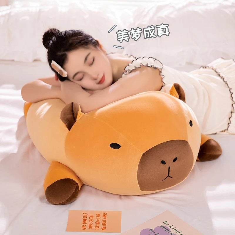 Kawaii Capybara Plush Hug Pillow 🐾✨ | Adorable Round Stuffed Animal Cushion Gift 🎁 | Soft & Cuddly Aquatic Friend
