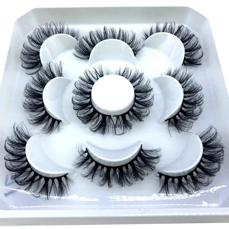 New 5 Pairs 8-25mm Natural 3D False Eyelashes Kit Mink Lashes Full Strip Look Whimsical Cute Glam 🌸✨