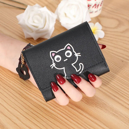 Kawaii Cat-Themed PU Leather Wallet 🐱💖 | Adorable Short Purse for Ladies | Perfect Gift for Cat Lovers! 🎁✨