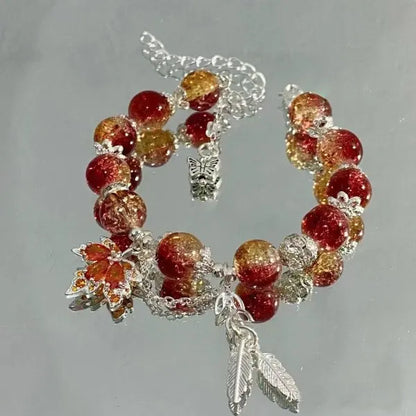🌸 Kawaii Cherry Blossom Crystal Bracelet 🌸 | Elegant Beaded Charm Jewelry for Girls 💖✨