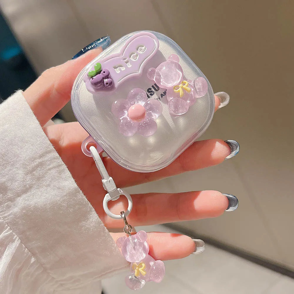 Adorable Watermelon Bunny & Bear Tulip Earphone Case 🌸🐰🍉 for Samsung Galaxy Buds - Pixie Quill
