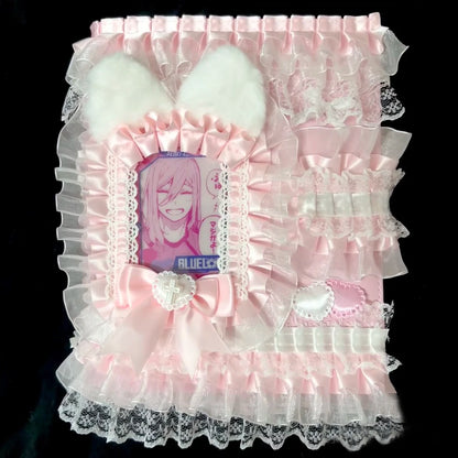 Pink A5 Photo Card Binder With Lace Ribbon Top Loader 📷🎀 Kpop Style