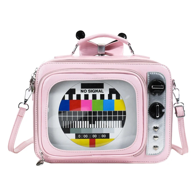 Square TV Shape Ita Bag Japanese Retro Ulzzang Women Shoulder Crossbody Bag Cute Large Capacity Transparent Insert Backpack