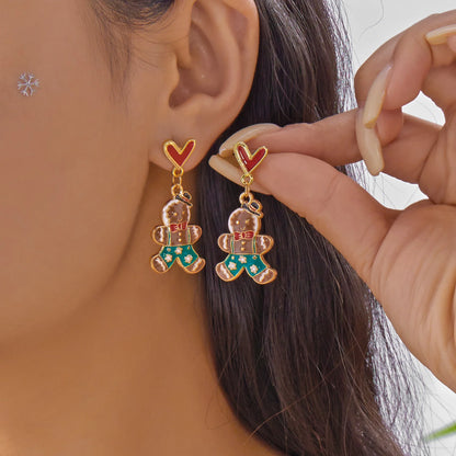 Colorful Gingerbread Drop Earrings For Women Christmas Enamel Santa Snowman 🎄🎁
