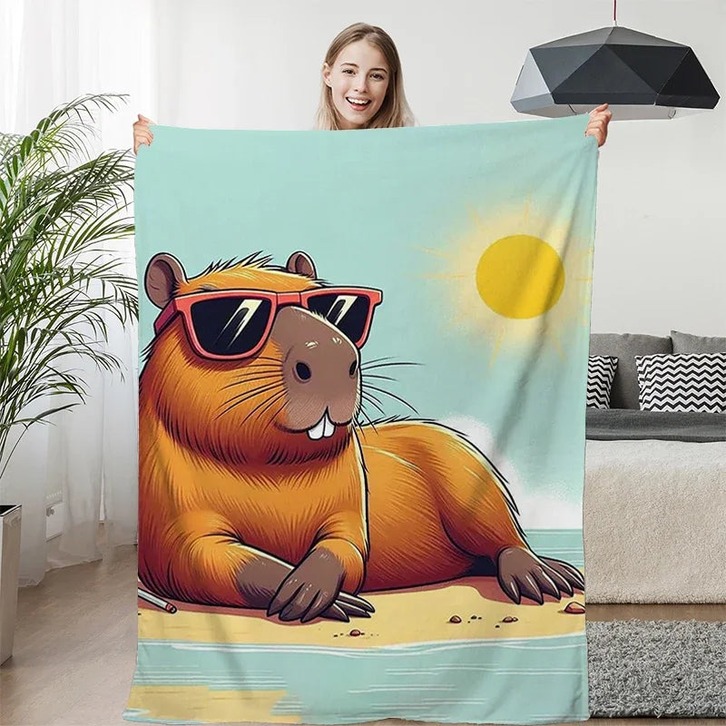Kawaii Capibara Cuddle Blanket 🐾✨ | King Size Fluffy Fleece for Cozy Winters!