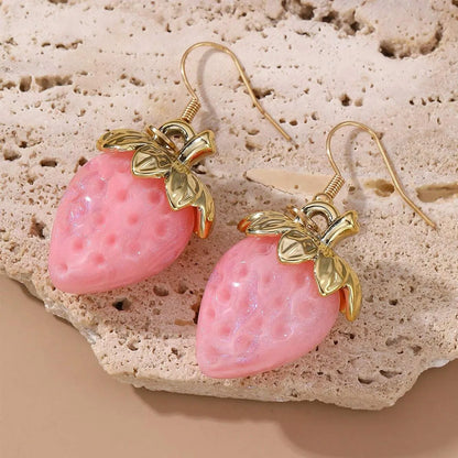 🍓 Sweet Strawberry Bowknot Dangle Earrings 🍰✨