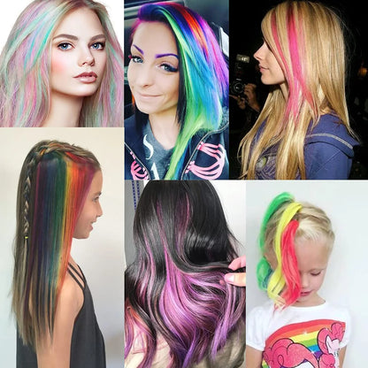 Glow In The Dark 20 Inch Rainbow Hair Extensions Clip On Wig ✨🌈🎀