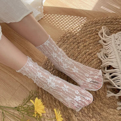 ✨ Whimsical Floral Lace Fishnet Socks 🌸 Soft & Breezy Fun Hosiery for Ladies! 🧦