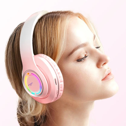 Kawaii Gradient Bluetooth Headphones 🎧✨ | Adorable Wireless Earphones for Girls 🌈🌸 | Foldable Stereo Headset for Gaming & More!