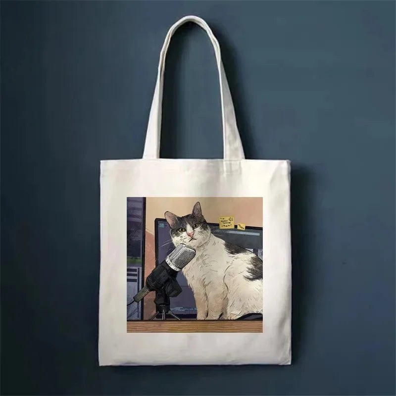 🐾 Whimsical Cat Canvas Tote 🌈 - Cute & Eco-Friendly Shopping Bag for Trendy Girls 🛍️✨ - Pixie Quill