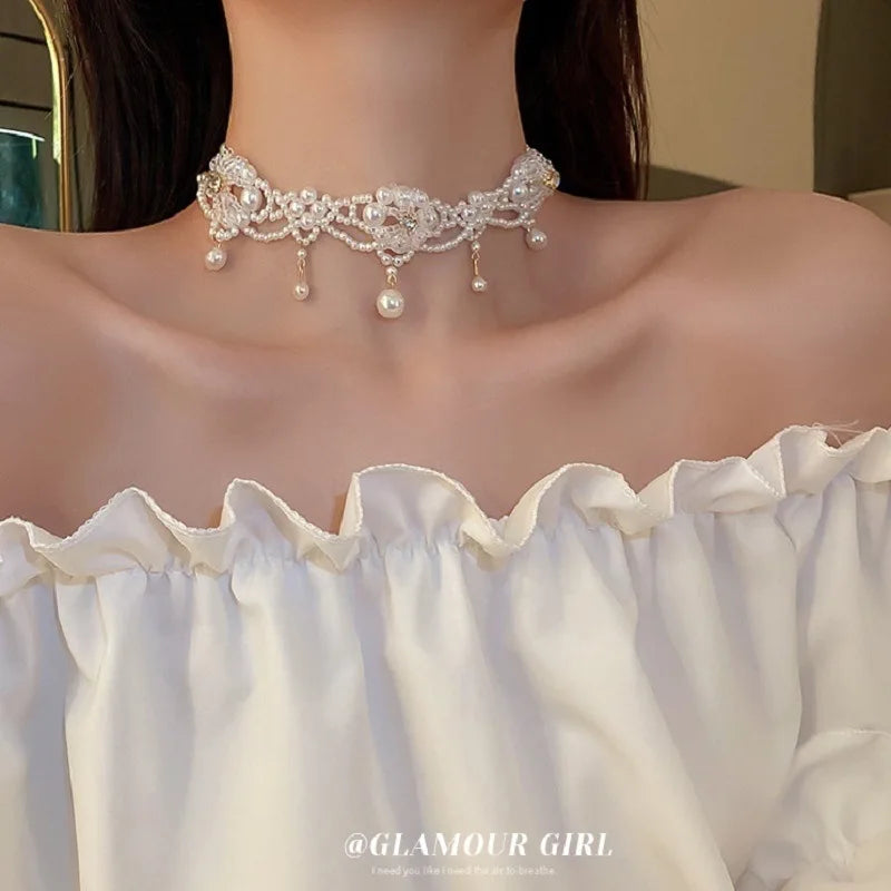 Kawaii Luxe Pearl Choker ✨💕 Multi-Layered Charm for Party Princesses 🎉🌸
