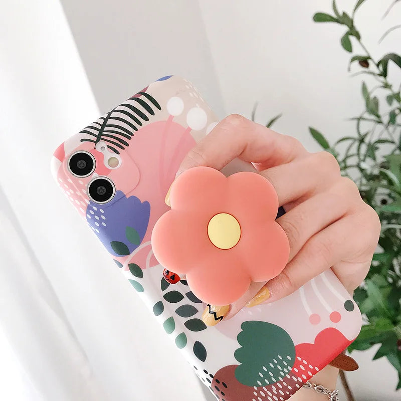 🌸✨ Cute & Colorful Flower Power Phone Stand! 🌼📱 Foldable Finger Ring Grip for iPhone 14 Pro Max, Samsung A54 & Xiaomi! 🌈💕 - Pixie Quill