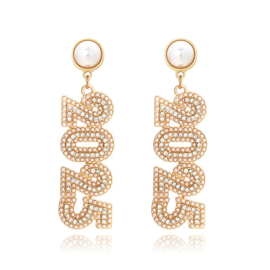 Kawaii 2025 Number Stud Earrings 🌟✨ Cute Long Rhinestone & Pearl Accents for Women 🎉 Perfect Gift for Friends & Family! 🌈