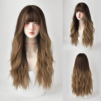 Kawaii Blonde Cosplay Wig 🎀✨ | Wavy Synthetic Hair with Bangs for Daily & Party Looks 💖