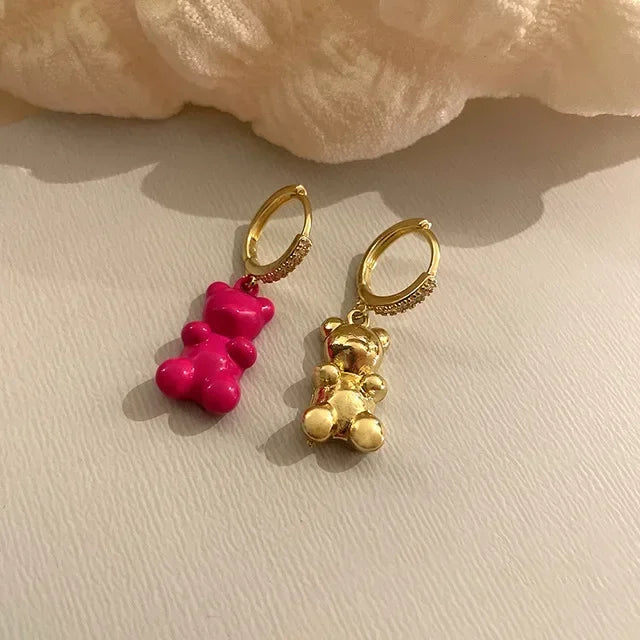 🌈 Sweet Rainbow Bear Dangle Earrings 🍬✨ Cute Acrylic Drop Jewelry for Trendy Girls! 🐻💖