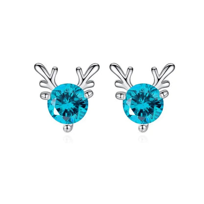 Deer Stud Earrings Cute Antler Charm CZ Crystal Gift For Girls Women 🎀🦌✨