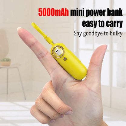 Kawaii 5000mAh Mini Power Bank 🌈 Cute Cartoon Design with Built-in Cable for Universal Phones 📱✨