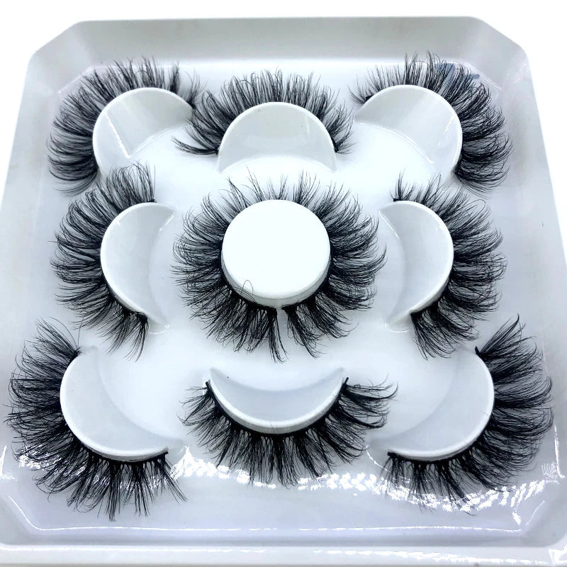 New 5 Pairs 8-25mm Natural 3D False Eyelashes Kit Mink Lashes Full Strip Look Whimsical Cute Glam 🌸✨