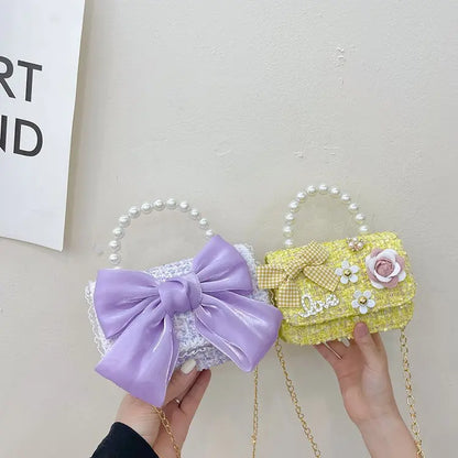 Kawaii Princess Pearl Handbag 👜✨ - Adorable Bow Shoulder Messenger Bag for Kids & Parents! 🌸👧