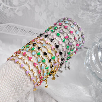 Charming Heart Shaped Chain Bracelet Stainless Steel 14K Plated Chic Jewelry For Women 💗💎✨