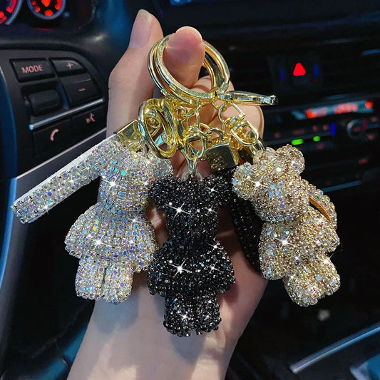 Diamond Bear Car Keychain Cute Handmade Luxury Rhinestone Bag Pendant 🧸💎✨