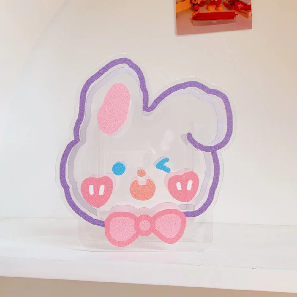 Acrylic Bear & Bunny Pen Holder 🐻🐰 - Cute Desktop Organizer for Makeup & Stationery ✨