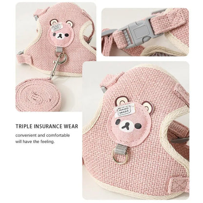🐾 Adorable Adjustable Pet Harness & Leash Set 🌟 Cute Vest for Small Cats & Dogs 🐶💕