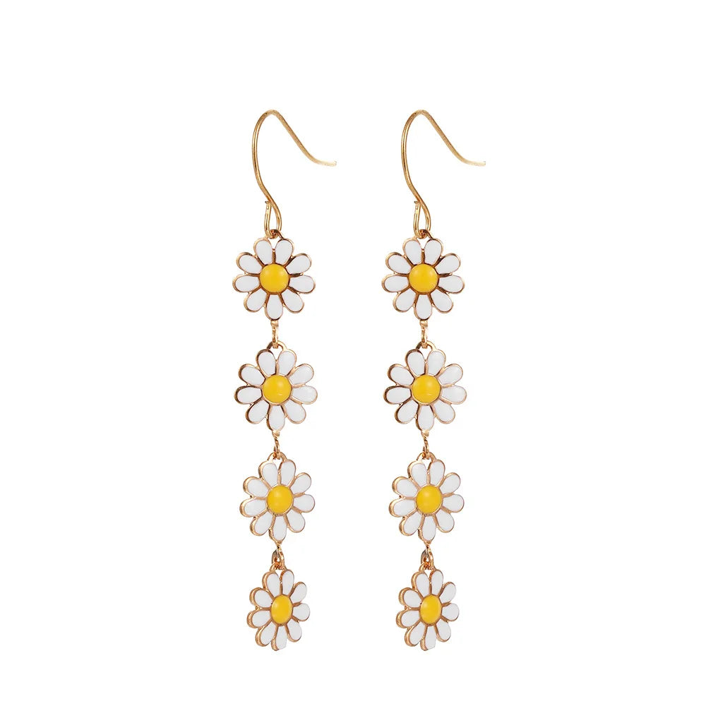 Kawaii Daisy Delight Drop Earrings 🌼✨ | Colorful Sunflower Bling for Trendy Girls 🎉💖