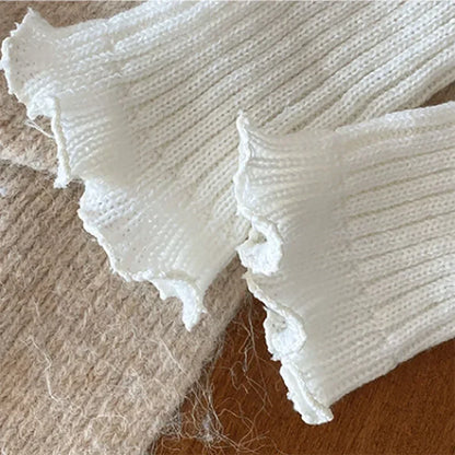 Kawaii Knitted Leg Warmers for Girls 🌸✨ Cute Lace Bowknot Design for Autumn Delight! 🧦💕