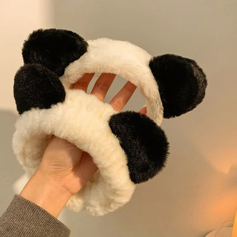 Plush Panda Ears Headband For Women Wash Face Holder Hair Accessory 🐼✨