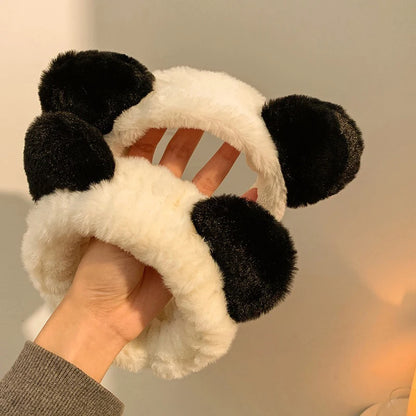 Plush Panda Ears Headband For Women Wash Face Holder Hair Accessory 🐼✨